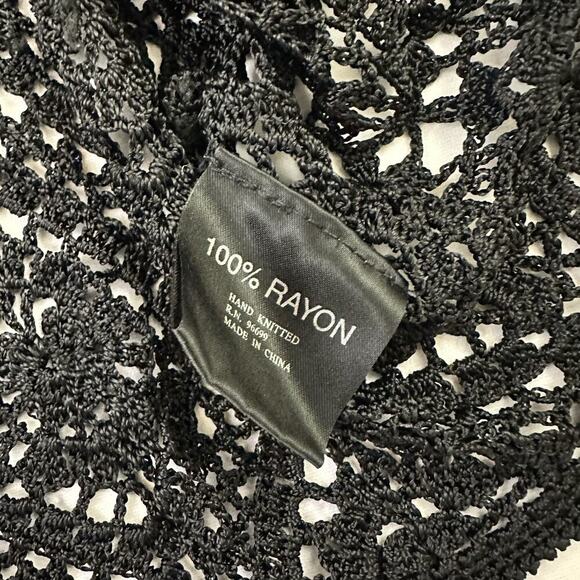 Carol Anderson Womens Vintage 90s Crochet Sheer Top Size M Black Cottagecore - Picture 7 of 12